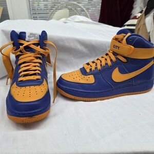 Nike Air High-Tops in Bold Blue and Orange